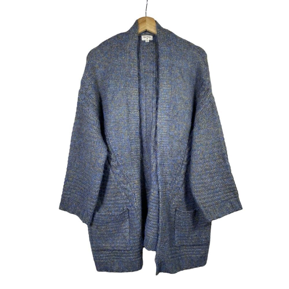 World Market Women Open Cardigan Sweater One Size Blue Gray Wool Blend Lagenlook
